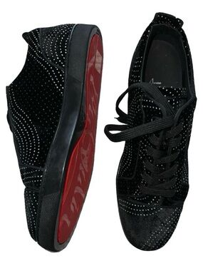 Christian Louboutin Velvet Crystal-Studded Men's Low-Top Sneakers